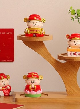 卡通电脑屏幕小财神爷摆件家用2024财爷办公室女生工位桌面装饰品