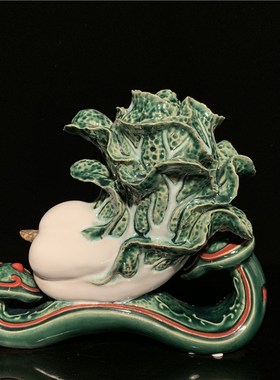 石湾公仔陶瓷白菜摆件家居客厅电视柜饰品百财如意开业乔迁送礼品