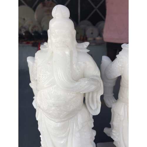 玉雕工艺品阿富汗白玉关公摆件白玉站关公家居饰品摆件 - 图1