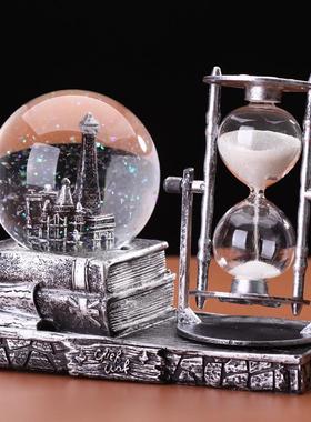 复古笔筒沙漏水晶球女生礼物酒柜音乐计时器书房桌面摆件学生礼品