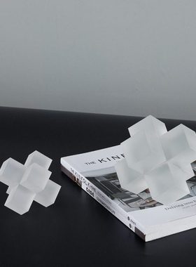 现代简约轻奢水晶几何体摆件北欧样板房客厅茶几桌面软装饰品摆设