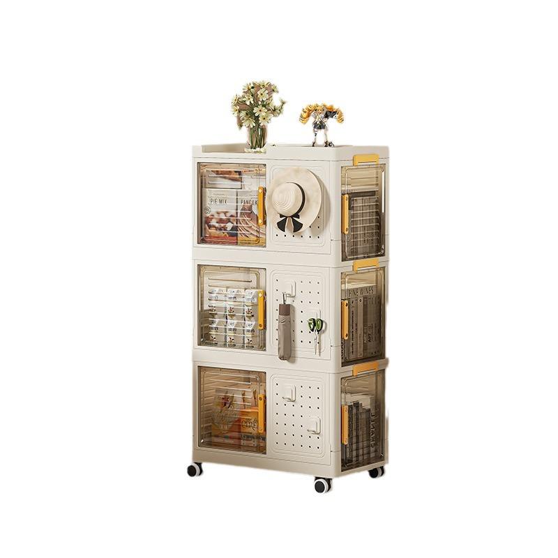 Bookcase storage box double-open foldable movable superimposed finishing box student hole board hook debris storage box