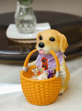 旺财金毛狗狗入户玄关鞋柜钥匙收纳摆件门口N客厅家居装饰品乔迁