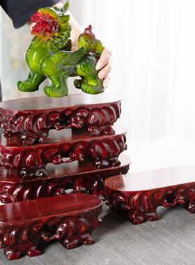 石奇石花瓶盆景实木底座佛像椭圆形工艺品装饰支架香炉金蟾蜍底座