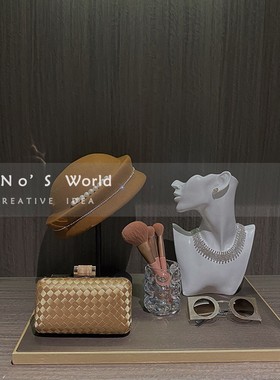 欧式轻奢样板房衣帽间摆件装x饰品套装帽子包项链影视道具软装摆