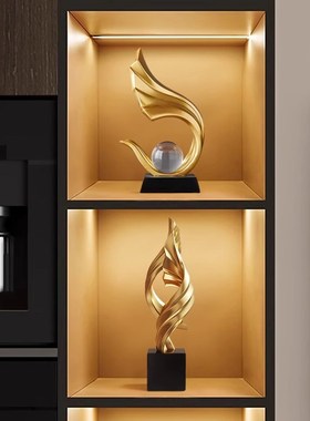 新中式轻奢高档酒柜艺术摆u件电视柜玄关装饰品办公室风生水起客