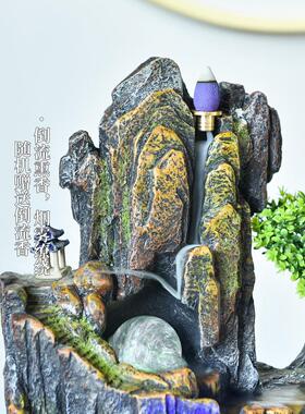 高山流水喷泉摆件客厅风水轮假山循环水景办公室加湿器回流香鱼缸