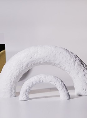 简约现代砂岩白色几何拱形摆件创意家居饰品样板房客厅茶几装饰品