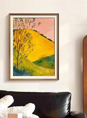 《辰沐金丘》客厅挂画中古风装饰画好寓意背有金山玄关复古壁画