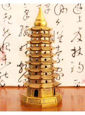 铜精工带底九层文昌塔办公室客厅办公桌家居书房桌面摆件工艺品纯