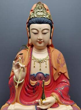 树脂观音佛像居家客厅桌面摆件南海观世音菩萨娑婆三圣西方三圣
