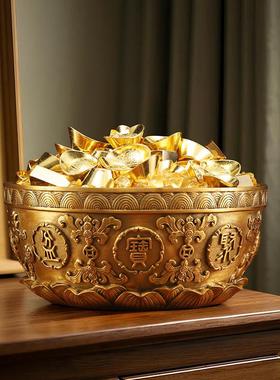 铜欣祥聚宝盆摆件黄铜家用玄关装饰工艺礼品摆饰存钱罐黄铜财米缸