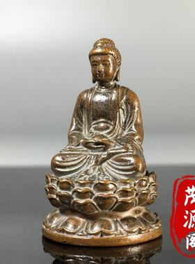 纯铜释迦牟尼佛像小摆件守护平安迷你小佛像铜器文玩旧货桌面摆件