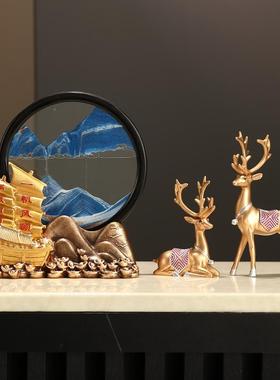 创意沙漏流沙画摆件一帆风顺轻奢高档新家酒柜办公室装饰送人礼品