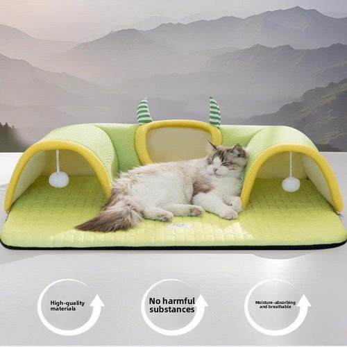 猫隧道猫窝四季中性冰垫夏季猫窝床垫封闭安全夏季猫垫 - 图1