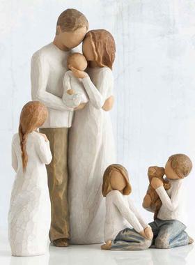 愿 一礼物】美国willow tree人物雕像 一家人摆件高级创意结婚礼