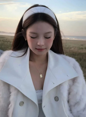 白色银标宽发箍女2026新款韩系高颅顶显脸小发卡日常外戴压发头箍