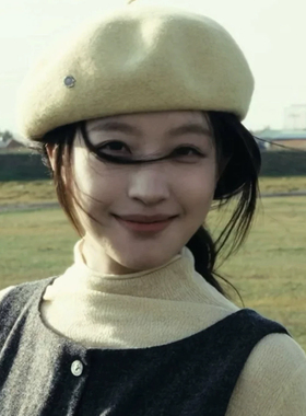 藤姐同款显脸小黄色贝雷帽