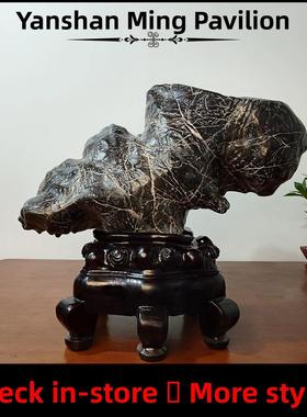 研山铭馆灵璧石小摆件精品天然原石小石头微型景观迷你手把件茶宠