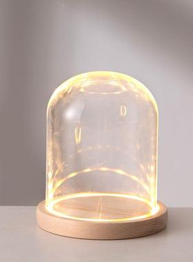 点翠凤冠专用玻璃罩子透明展示防尘发光槽灯底座DIY拼酷手办模型