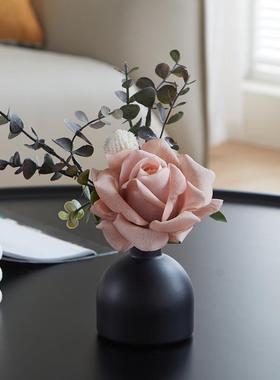 轻奢香薰花束收纳托 托盘组合家用茶几玄关奶油中古风摆件牙签棉