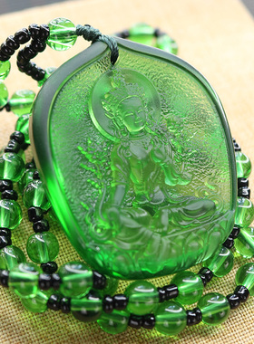 禅悦佛艺琉璃绿度母吊坠绿度母妈妈佛牌吉祥挂件男士女生项链饰品