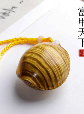 天然老料金丝楠木老料金丝楠木满水波纹实木O招财龟壳手把件摆件