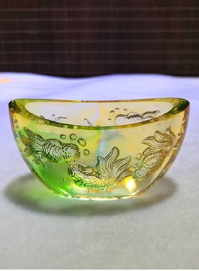 琉璃元宝鱼缸鱼聚宝盆摆件小号家居客厅酒柜玄关风水招财镇宅礼物