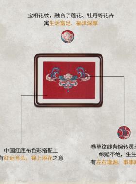 梦洲绣品《莲瑞呈祥》苏绣装饰画小尺寸新中式桌面摆台送老外礼物