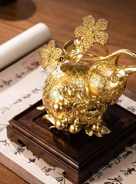 朱炳仁铜 福禄代代套装摆件客厅玄关葫芦装饰开业乔迁礼物