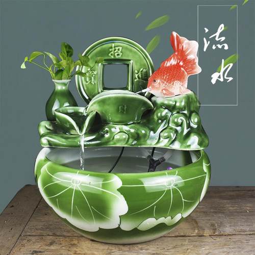 景德镇陶瓷鱼缸客厅养鱼盆小型乌龟缸造景器风水招财流水鱼缸家用 - 图2