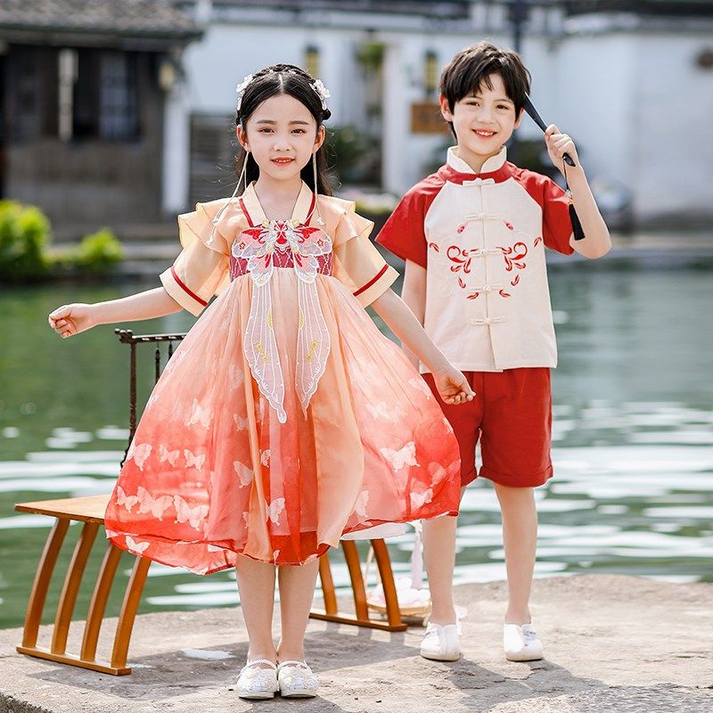 儿童汉服夏季男童女童古装表演服唐装中国风幼儿园六一演出服班服,淘宝优惠券,粉丝福利购,淘宝优惠卷