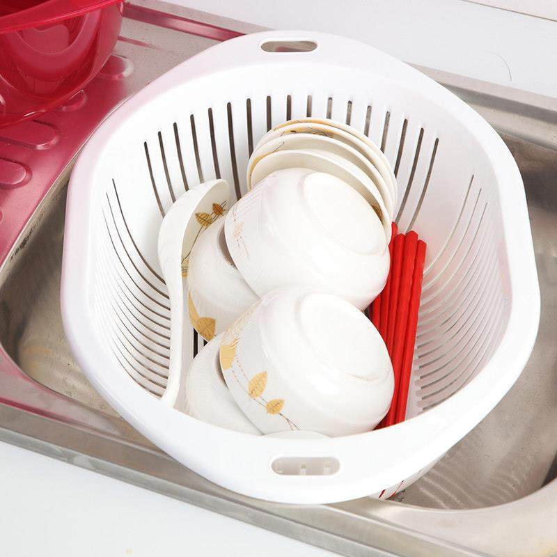 带盖果蔬筛子 双层塑料保洁篮洗菜盆 婴儿奶瓶收纳盒 餐具沥水篮,淘宝优惠券,粉丝福利购,淘宝优惠卷