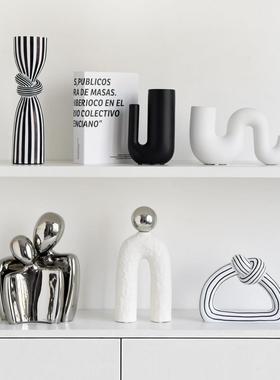 高档现代抽象条纹艺术个性小众样板间家居装饰品酒柜摆设客厅摆件