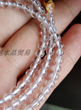 冰清玉洁 4毫米天然白水晶 小模专用佛牌链子 4MM佛牌项链女新款
