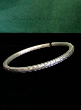 呷的小黑屋纯银手镯纯银999民族风简约百搭手镯彝族超细手镯凉山