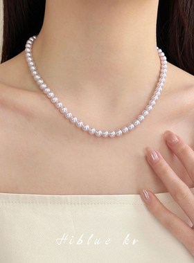 轻奢小众高级感气质紫色细珍珠项链女夏天锁骨链2024新款爆款颈链