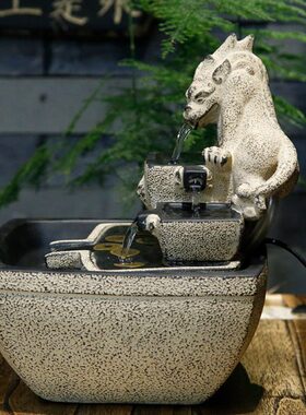 日进斗金开业礼物吧台桌面循环流水招财摆件高档茶室办公前台装饰