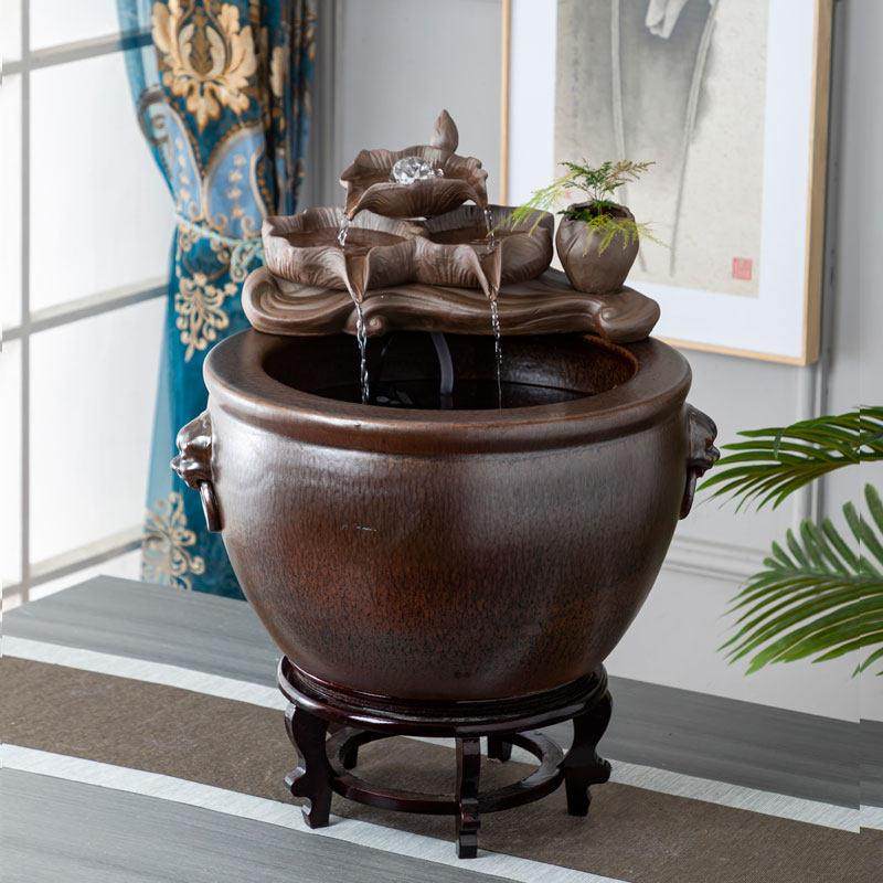 大型陶瓷流水鱼缸水缸阳台造景水循环鱼缸办公室客厅养鱼缸落地缸,淘宝优惠券,粉丝福利购,淘宝优惠卷