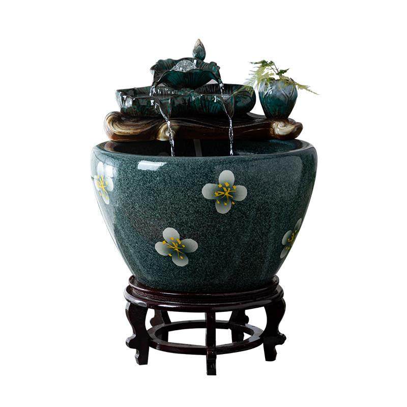 大型陶瓷流水鱼缸水缸阳台造景水循环鱼缸办公室客厅养鱼缸落地缸,淘宝优惠券,粉丝福利购,淘宝优惠卷