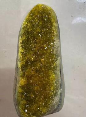 水晶原石天然水晶原矿黄水晶摆件消磁净化扩香石招财家居摆件晶簇