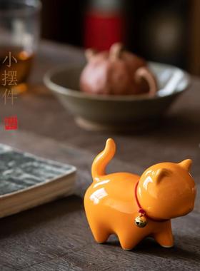 陶瓷猫咪茶宠摆件萌宠桌面饰品小摆设茶桌茶玩笔搁笔架创意饰品