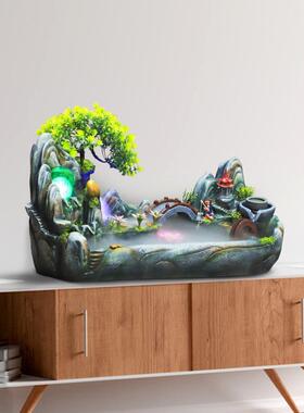 假山流水喷泉鱼缸电视柜装饰品风水轮招财摆件客厅乔迁新居礼品
