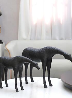 新中式金属饮水马艺术摆件客厅玄关卧室电视柜样板间家居软装饰品