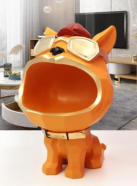 创意玄关钥匙收纳摆件可爱狗狗北欧客厅高档收纳盒入户门口装饰品