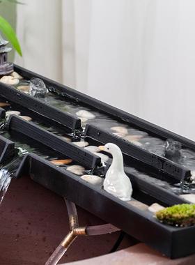 新古典简约鱼缸石槽创意微景观叠水瀑布流水器摆件创意循环水配件