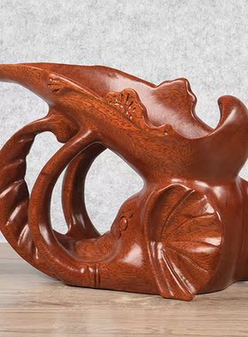 精品木雕创意大象红酒架铁犁木家居装饰品摆设实木葡萄酒托工艺品