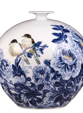 景德镇陶瓷手绘青花瓷花瓶饰品客厅插花中国风家居桌面入口装饰