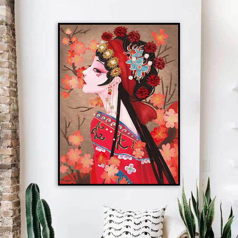 异形钻石十字绣2024新款钻石画京剧花旦少女客厅卧室手工古风美女,淘宝优惠券,粉丝福利购,淘宝优惠卷