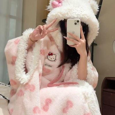 可爱帕恰狗珊瑚绒睡衣女秋冬季新款加厚家居服睡袍可外套qyg